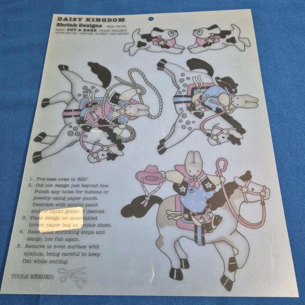 Lot 7 Sheets Daisy Kingdom Shrink Designs Cats Bears Bunnies Halloween Christmas